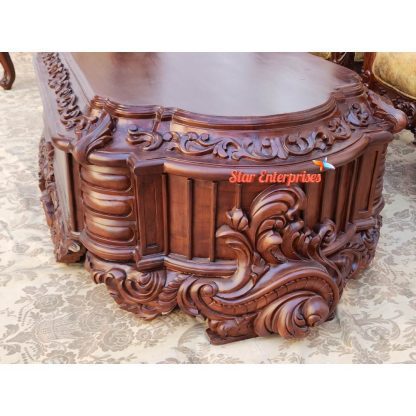 Star Enterprises Wooden Hand Carved Antique Center Table TBL-039 - Image 4