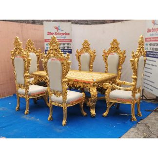 Wooden Maharaja 3D Heavy Carved Dining Table