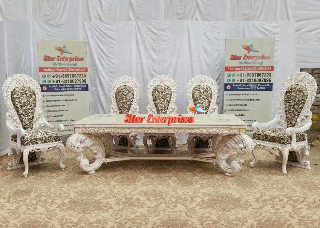 Wooden-Maharaja-Hand-Carved-Luxury-Dining-Table-Set