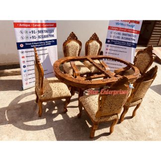 Wooden Oval Royal Dining Table Set