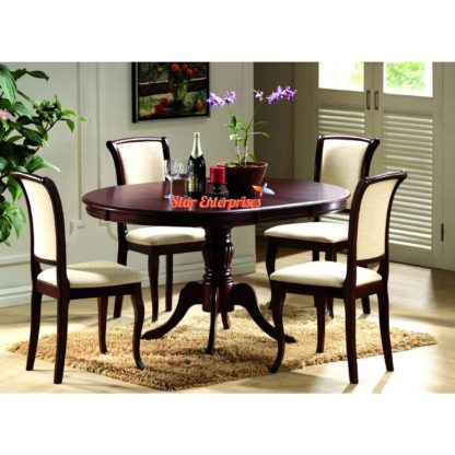 Wooden Oval Shape Modern Dining Table Set