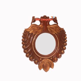 Wooden Peacock Carved Mirror Frame