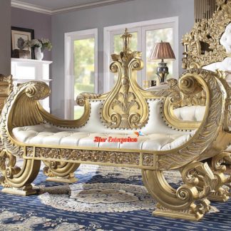 Wooden Royal Gold Bed Bench