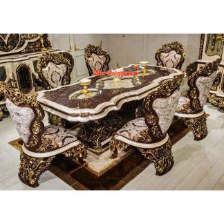 Wooden Royal Hand Carved Dining Table Set