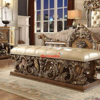 Wooden Royal Heavy Carving Bed Bench