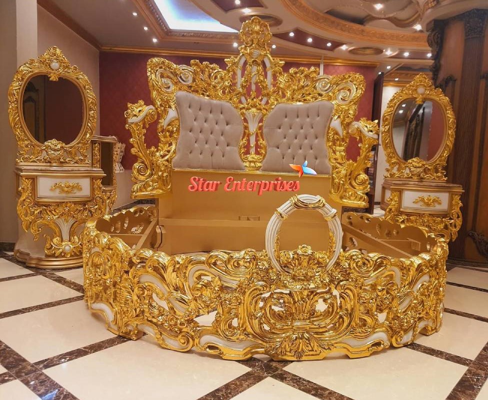 Wooden-Royal-Maharaja-Round-Bed