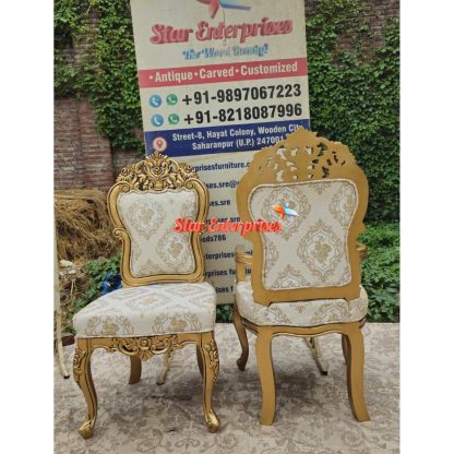 Star Enterprises Wooden Luxury Hand Carved Antique Gold Dining Table Set DNG-054 - Image 10