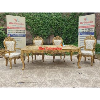 Wooden Royal Stunning Floral hand Carving Dining Table Set