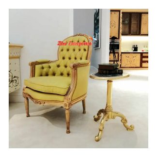 Luxury French Classic Style Teak Wood Bedroom Chair