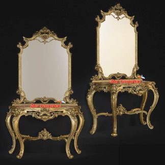 Wooden Luxury Antique Gold Console With Mirror Frame