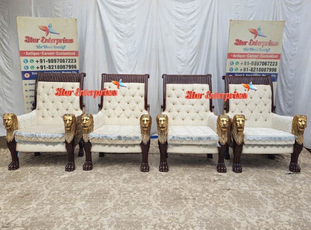 Wooden-Royal-Lion-Armrest-Chairs