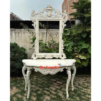 Wooden Royal Console Table With Mirror Frame