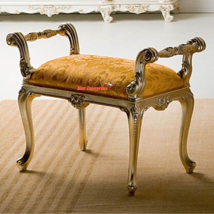 Star Enterprises French Hand Carved Bench Stool BDB-018 - Image 4
