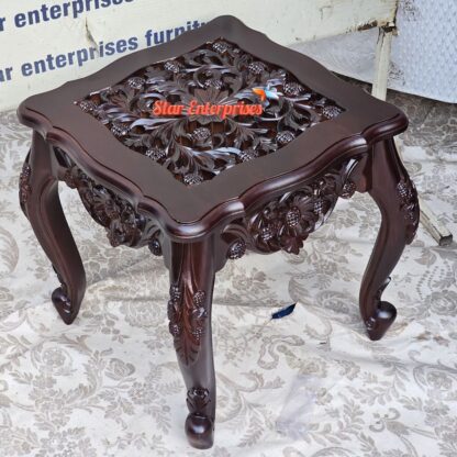 Star Enterprises Teak Wood Antique Sofa Side Table SST-003 - Image 3
