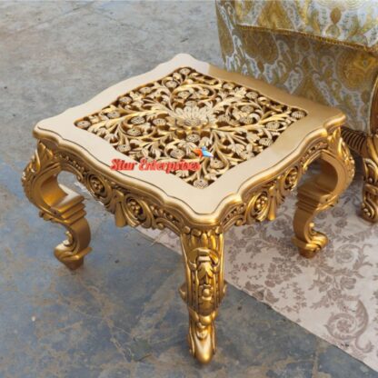 Star Enterprises Teak Wood Carved Luxury Sofa Side Table SST-001 - Image 3