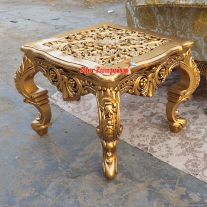 Star Enterprises Teak Wood Carved Luxury Sofa Side Table SST-001 - Image 4