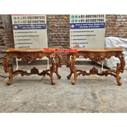 Star Enterprises Wooden Antique Carved Console Table CNSL-064 - Image 5