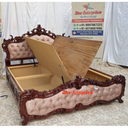 Star Enterprises Wooden Classical Carved Double Bed BD-0121 - Image 2