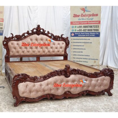 Star Enterprises Wooden Classical Carved Double Bed BD-0121 - Image 5