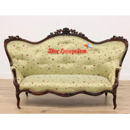 Wooden Antique Three Seater Sofa