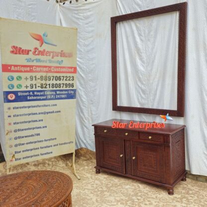 Star Enterprises Wooden Engraved Dressing Table DRSR-037 - Image 3