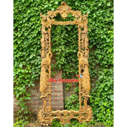 Star Enterprises Wooden Gold Peacock Style Mirror Frame MF-026 - Image 2