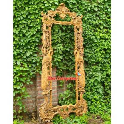 Star Enterprises Wooden Gold Peacock Style Mirror Frame MF-026 - Image 4