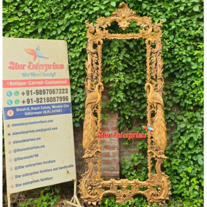 Wooden Gold Peacock Style Mirror Frame
