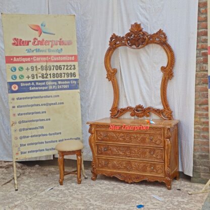 Star Enterprises Wooden Hand Carved Designer Dressing Table DRSR-034 - Image 3
