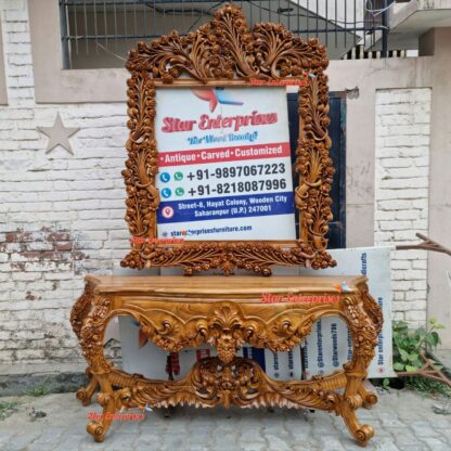 Wooden Maharaja 3D Carved Console Table