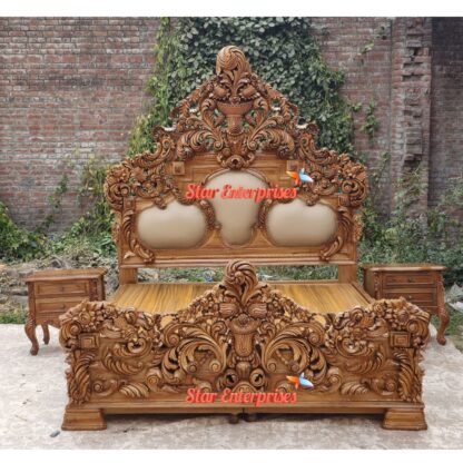 Star Enterprises Wooden Maharaja 3D Carved Bed BD-0120 - Image 2