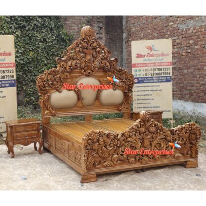 Star Enterprises Wooden Maharaja 3D Carved Bed BD-0120 - Image 3