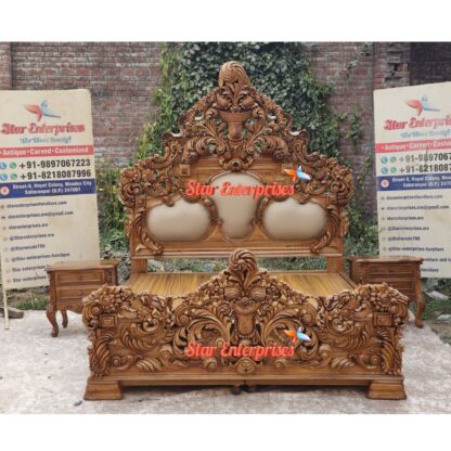 Wooden Maharaja Heavy Carved King Size Bed