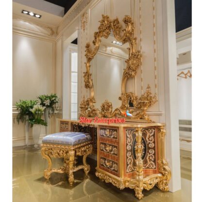 Star Enterprises Wooden Royal 3D Carved Dressing Table DRSR-039 - Image 2