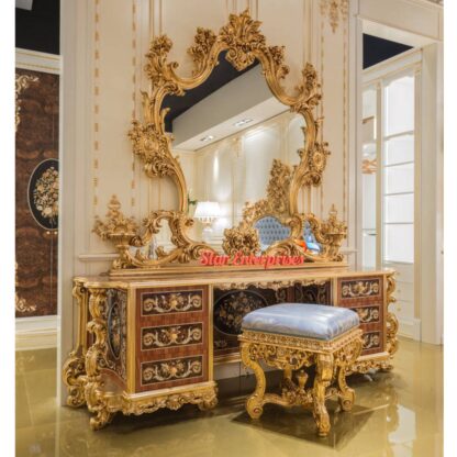 Star Enterprises Wooden Royal 3D Carved Dressing Table DRSR-039 - Image 3
