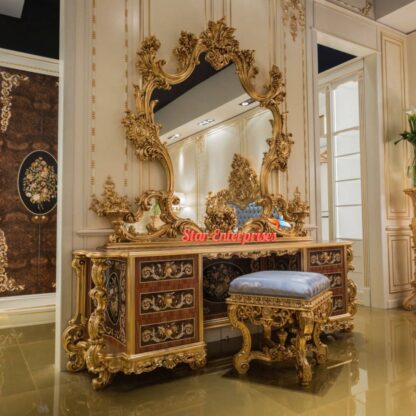 Star Enterprises Wooden Royal 3D Carved Dressing Table DRSR-039 - Image 4