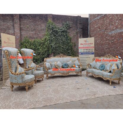 Star Enterprises Wooden Luxury Sleek Carved Sofa Set SOFA-106 - Image 2