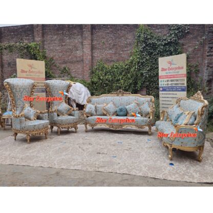 Star Enterprises Wooden Luxury Sleek Carved Sofa Set SOFA-106 - Image 6