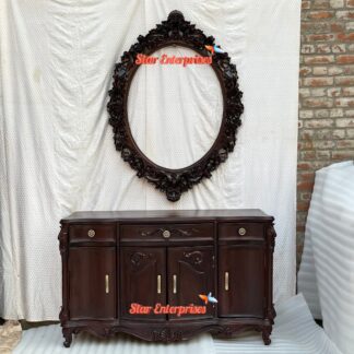 Wooden Storage Cabinet With Mirror Frame