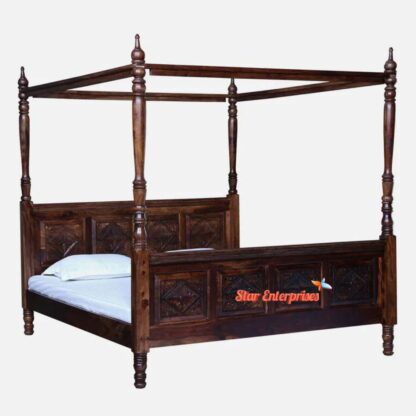 Star Enterprises Sheesham Wood European Style Four Poster Bed CNB-029 - Image 2