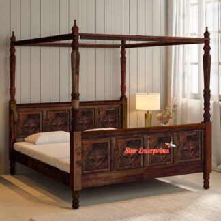 Sheesham Wood European Style Four Poster Bed