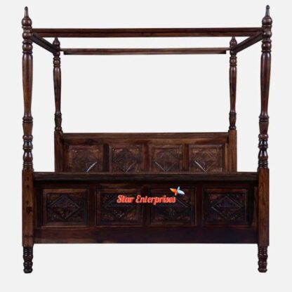 Star Enterprises Sheesham Wood European Style Four Poster Bed CNB-029 - Image 4