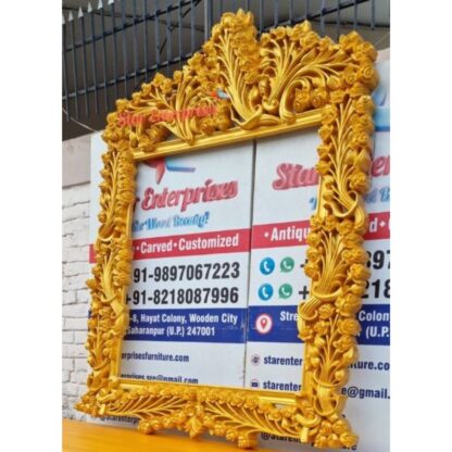 Star Enterprises Teak Wood Heavy Carved Maharaja Mirror Frame MF-036 - Image 2