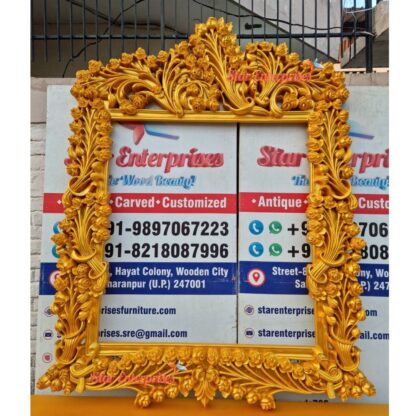 Star Enterprises Teak Wood Heavy Carved Maharaja Mirror Frame MF-036 - Image 3