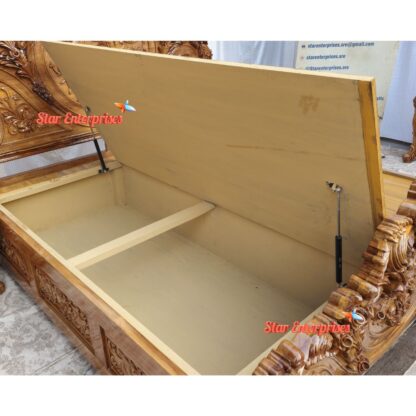 Star Enterprises Teak Wood 3D Carved Classic Double Bed BD-0126 - Image 3