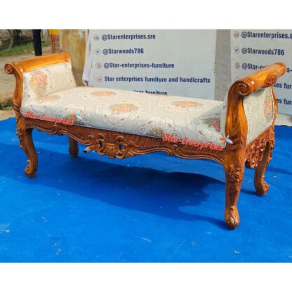 Star Enterprises Teak Wood Antique Bed Bench BDB-030 - Image 2