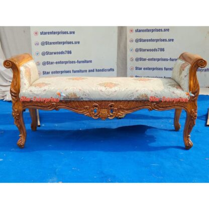 Star Enterprises Teak Wood Antique Bed Bench BDB-030 - Image 4