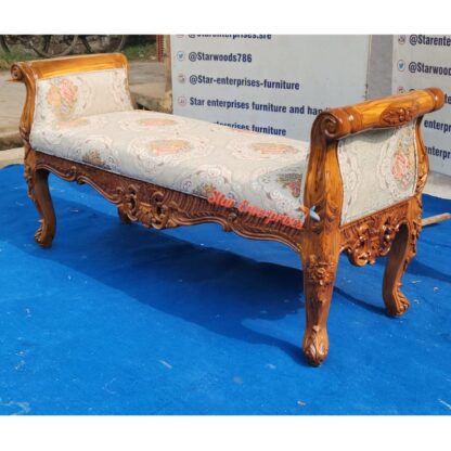 Star Enterprises Teak Wood Antique Bed Bench BDB-030 - Image 3