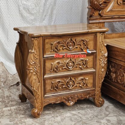 Star Enterprises Teak Wood Antique Bedside Tables BDSD-049 - Image 3