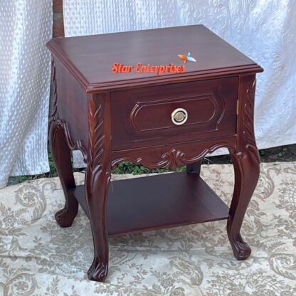 Star Enterprises Teak Wood Classic Bed Side Table BDSD-050 - Image 2